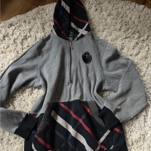 Nomi Gray and Black Skater street Hoodie with Red Stripes - Picture 3 of 5